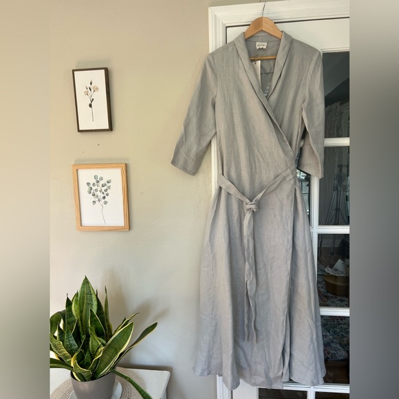 NWT Linen Handmade Studios Marlena Wrap Dress 100% Linen - Picture 5 of 8